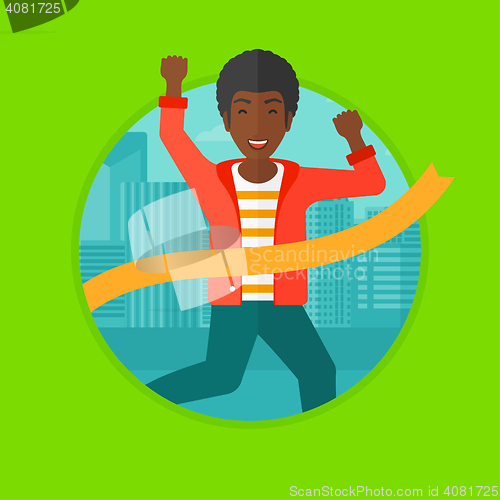 Image of Businessman crossing finish line.