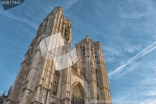 Image of BRUSSELS, BELGIUM-NOVEMBER 23, 2014: The Cathedral of St. Michael and St. Gudula, 1000 year old cathedral in the Capital