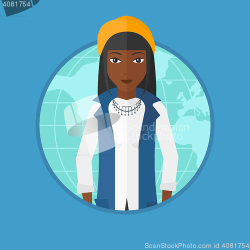 Image of Business woman taking part in global business.