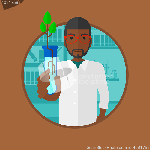 Image of Scientist with test tube vector illustration.