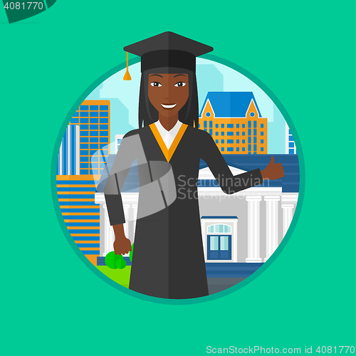 Image of Graduate giving thumb up vector illustration.