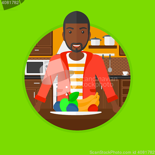 Image of Man with fresh fruits vector illustration.