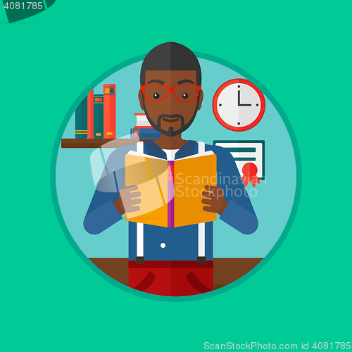 Image of Student reading book vector illustration.