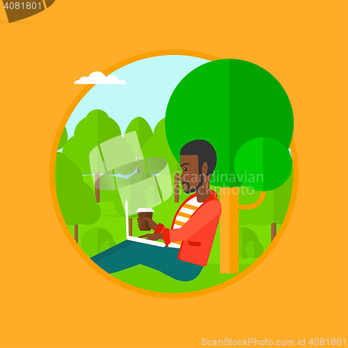 Image of Student using laptop for education.