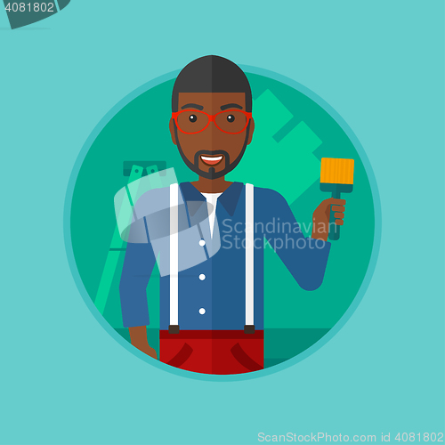 Image of Painter with paint brush vector illustration.