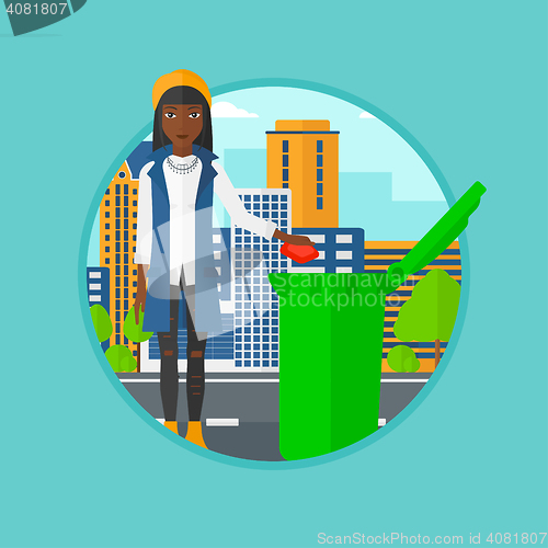 Image of Woman throwing away trash vector illustration.