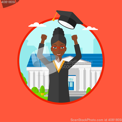 Image of Graduate throwing up hat vector illustration.