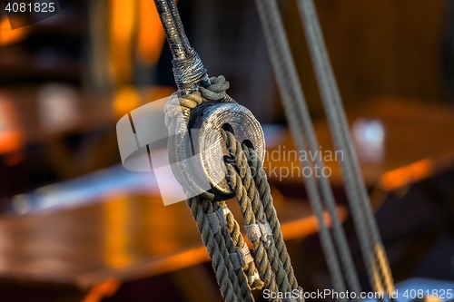 Image of Old rope on sailing boat