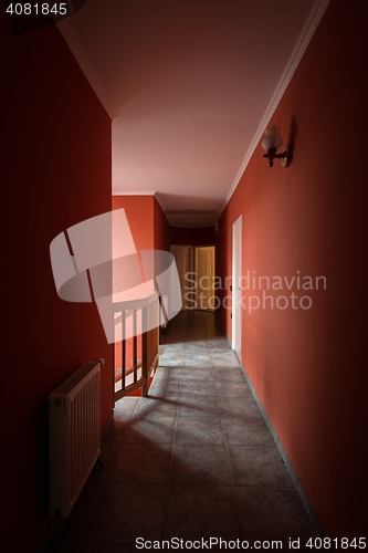 Image of Modern hallway in red