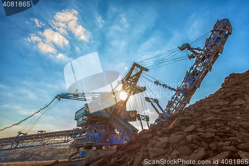 Image of Large excavator machine in the mine