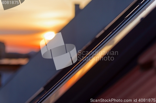 Image of Roof tile over blue sky