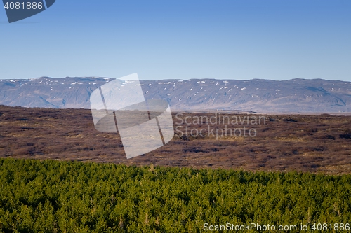 Image of Landscape with mountains and forest