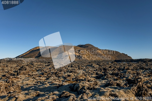 Image of Iceland lava field at sunset