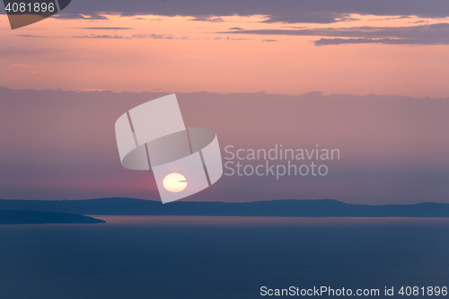 Image of Beautiful sunset above the sea