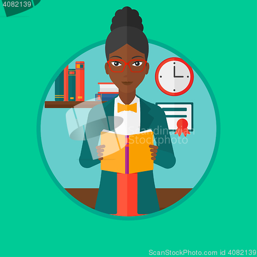 Image of Student reading book vector illustration.