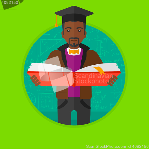 Image of Graduate with book in hands vector illustration.