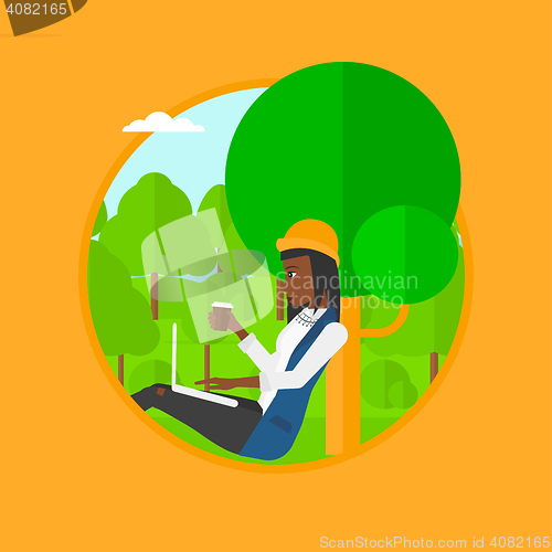 Image of Student using laptop for education.