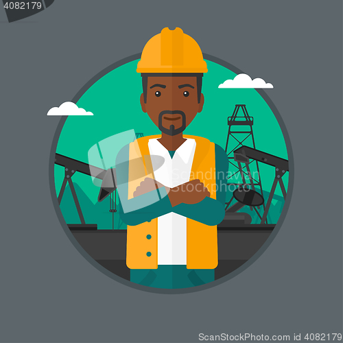 Image of Cnfident oil worker vector illustration.