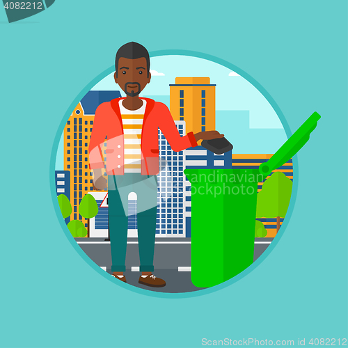 Image of Man throwing away trash vector illustration.