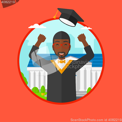 Image of Graduate throwing up his hat vector illustration.