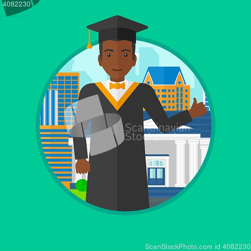 Image of Graduate giving thumb up vector illustration.