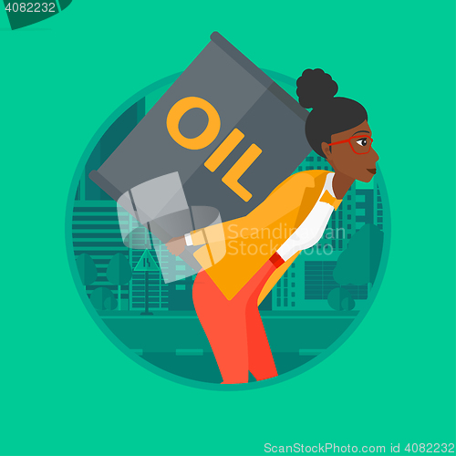 Image of Woman with oil can vector illustration.