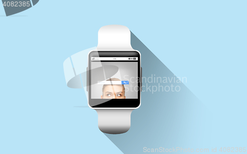 Image of close up of smart watch with internet search bar