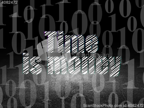 Image of Finance concept: Time Is money in grunge dark room