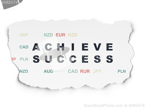 Image of Business concept: Achieve Success on Torn Paper background