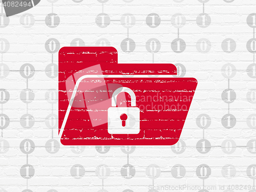 Image of Finance concept: Folder With Lock on wall background