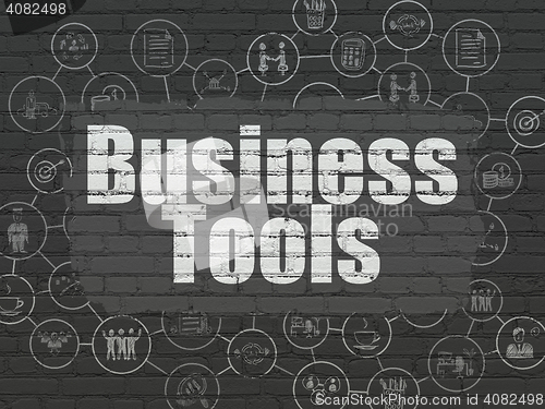 Image of Finance concept: Business Tools on wall background
