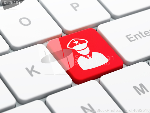 Image of Privacy concept: Police on computer keyboard background