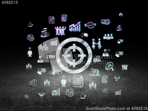 Image of Finance concept: Target in grunge dark room