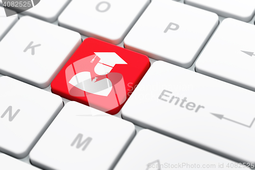 Image of Science concept: Student on computer keyboard background