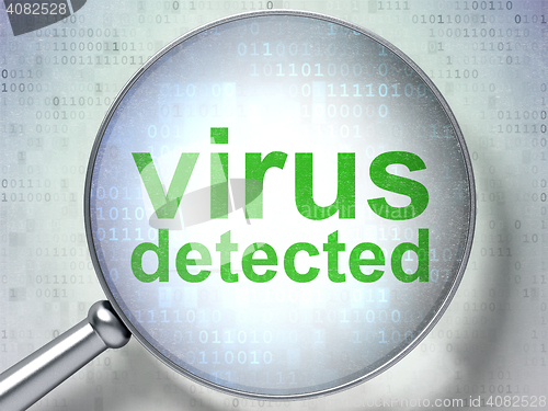 Image of Security concept: Virus Detected with optical glass