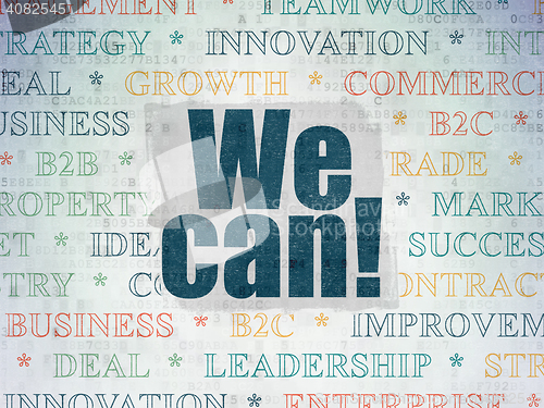 Image of Finance concept: We Can! on Digital Data Paper background