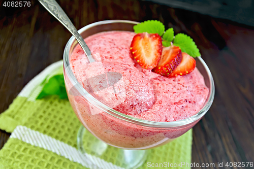 Image of Jelly air strawberry in glass bowl on board