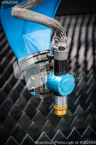 Image of CNC Laser plasma cutting of metal, modern industrial technology.