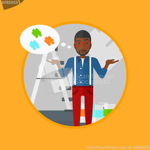 Image of Man choosing paint color vector illustration.