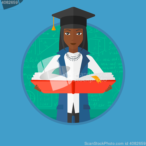 Image of Graduate with book in hands vector illustration.