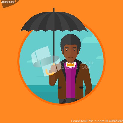 Image of Businessman with umbrella vector illustration.