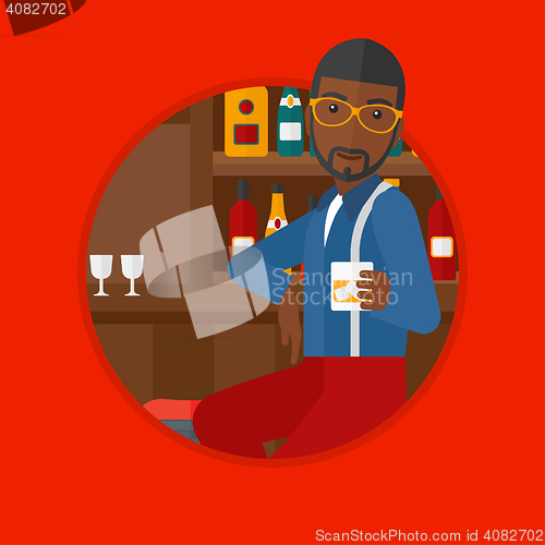 Image of Man sitting at the bar counter vector illustration