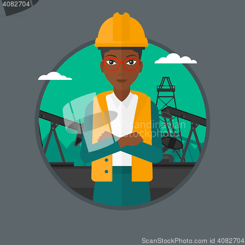 Image of Cnfident oil worker vector illustration.