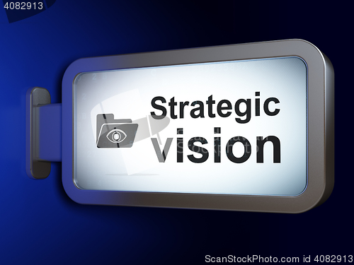 Image of Finance concept: Strategic Vision and Folder With Eye on billboard background