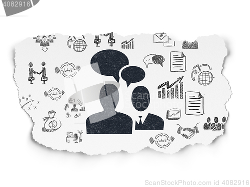 Image of Finance concept: Business Meeting on Torn Paper background