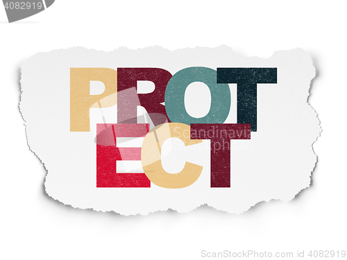 Image of Security concept: Protect on Torn Paper background