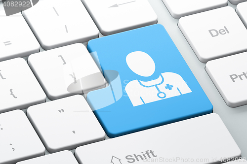 Image of Health concept: Doctor on computer keyboard background