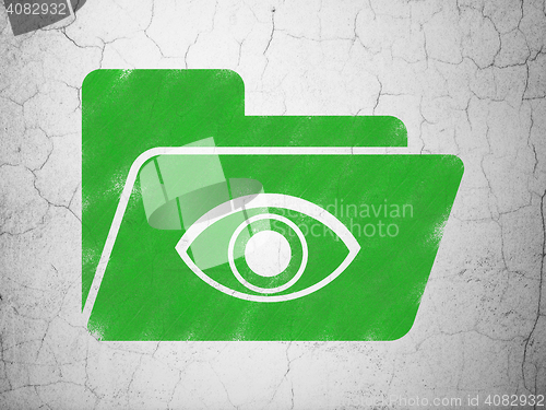 Image of Business concept: Folder With Eye on wall background