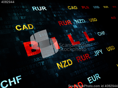 Image of Currency concept: Bill on Digital background