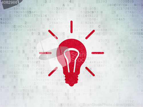 Image of Business concept: Light Bulb on Digital Data Paper background